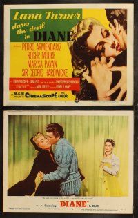 8f140 DIANE 8 LCs '56 sexiest Lana Turner in title role, young Roger Moore, Pedro Armendariz!
