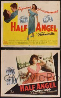 8f198 HALF ANGEL 8 LCs '51 Loretta Young, Joseph Cotten, confessions of a female sleepwalker!
