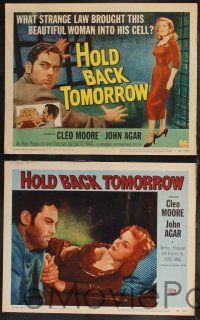 8f212 HOLD BACK TOMORROW 8 LCs '55 what brought sexy bad girl Cleo Moore into John Agar's cell!