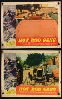 8f215 HOT ROD GANG 8 LCs '58 fast cars, crazy kids, classic art of teens in dragsters & dancing girl