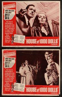 8f216 HOUSE OF 1000 DOLLS 8 LCs '67 Vincent Price, Martha Hyer, traffic in human flesh!