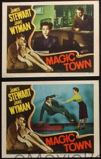 8f615 MAGIC TOWN 5 LCs '47 pollster James Stewart, Jane Wyman, directed by William Wellman!