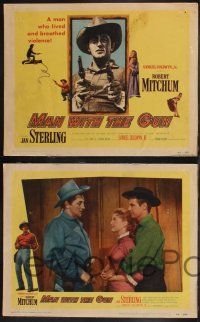 8f279 MAN WITH THE GUN 8 LCs '55 Robert Mitchum as a man who lived & breathed violence!