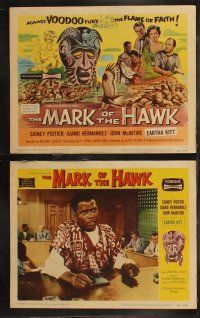 8f283 MARK OF THE HAWK 8 LCs '58 Sidney Poitier & Eartha Kitt against voodoo fury in Africa!