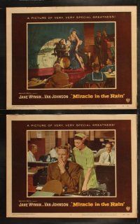 8f293 MIRACLE IN THE RAIN 8 LCs '56 pretty Jane Wyman, Van Johnson, Peggie Castle, Fred Clark!