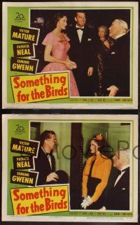 8f735 SOMETHING FOR THE BIRDS 4 LCs '52 cool images of Victor Mature, Patricia Neal, Edmund Gwenn!