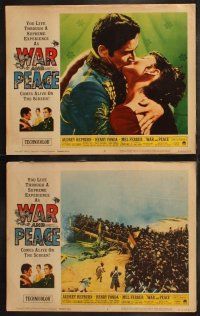8f490 WAR & PEACE 8 LCs R63 art of Audrey Hepburn, Henry Fonda & Mel Ferrer, Leo Tolstoy epic!