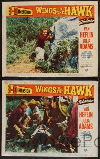 8f867 WINGS OF THE HAWK 3 LCs '53 western action w/ Van Heflin, directed by Budd Boetticher, 3-D!