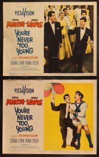 8f509 YOU'RE NEVER TOO YOUNG 8 LCs '55 great images of cool Dean Martin & wacky Jerry Lewis!