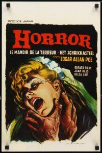 8g539 BLANCHEVILLE MONSTER Belgian '63 Edgar Allan Poe, cool horror art of killer & victim!