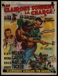 8g543 BUGLES IN THE AFTERNOON Belgian '52 Ray Milland, Helena Carter, cool art of western battle!