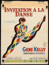8g584 INVITATION TO THE DANCE Belgian '57 great artwork of Gene Kelly dancing with Tamara Toumanova!