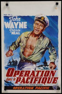8g602 OPERATION PACIFIC Belgian '51 different Wik artwork of Navy sailor John Wayne!
