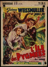 8g607 PYGMY ISLAND Belgian '50 art of Johnny Weissmuller as Jungle Jim with sexy Ann Savage!