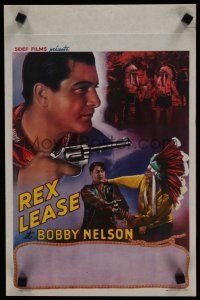 8g609 REX LEASE & BOBBY NELSON Belgian '50s stock western poster, cool art!