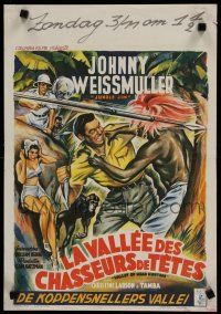 8g630 VALLEY OF HEAD HUNTERS Belgian '53 Johnnyh Weismuller as Jungle Jim fights natives!