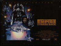 8g204 EMPIRE STRIKES BACK advance DS British quad R97 George Lucas, Drew Struzan art of Vader!