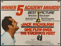 8g233 ONE FLEW OVER THE CUCKOO'S NEST British quad '75 great c/u of Jack Nicholson, Forman classic