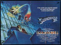 8g247 SUPERMAN III British quad '83 art of Christopher Reeve flying + Richard Pryor!