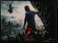 8g255 WORLD WAR Z teaser DS British quad '13 Brad Pitt in rear door over city, zombie apocalypse!