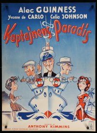 8g757 CAPTAIN'S PARADISE Danish '53 great artwork of Alec Guinness & cast at sea!