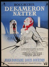 8g766 DECAMERON NIGHTS Danish '54 different Stilling art of sexy Joan Fontaine in see-through gown!