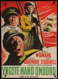 8g771 DOWN TO THE SEA IN SHIPS Danish '52 Richard Widmark, Lionel Barrymore & Dean Stockwell!