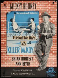 8g795 KILLER MCCOY Danish '49 full-length image of smoking Mickey Rooney & boxers in ring!