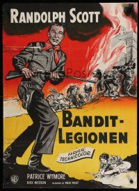 8g803 MAN BEHIND THE GUN Danish '52 Randolph Scott blasted the Golden State clean of treason!