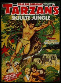 8g838 TARZAN'S HIDDEN JUNGLE Danish R70s cool artwork of Gordon Scott as Tarzan!