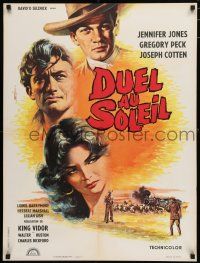 8g272 DUEL IN THE SUN French 23x32 R63 Jennifer Jones, Gregory Peck & Cotten in King Vidor epic!