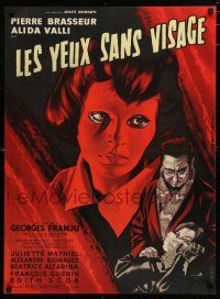 8g273 EYES WITHOUT A FACE French 23x32 '62 Les Yeux Sans Visage, different art by Jean Mascii!