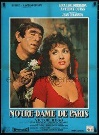 8g282 HUNCHBACK OF NOTRE DAME color style French 23x32 '56 Anthony Quinn, sexy Gina Lollobrigida!