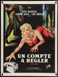 8g283 IT TAKES A THIEF French 23x32 '60 art of Jayne Mansfield reaching for phone by Jean Mascii!