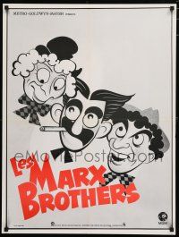 8g284 LES MARX BROTHERS French 23x32 '70s great Hirschfeld-like art of Groucho, Chico & Harpo!