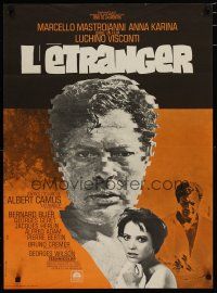 8g296 STRANGER French 23x32 '68 Luchino Visconti's Lo Straniero, art of Marcello Mastroianni!