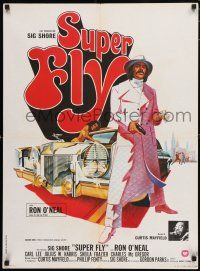 8g298 SUPER FLY French 23x32 '72 great Tom Jung artwork of Ron O'Neal with car & girl!