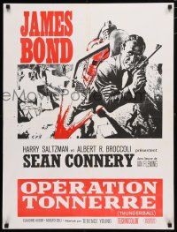 8g299 THUNDERBALL French 23x32 R60s art of Sean Connery as secret agent James Bond 007!
