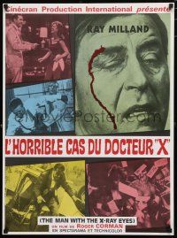 8g304 X: THE MAN WITH THE X-RAY EYES French 23x32 '63 Ray Milland strips souls & bodies, sci-fi art!