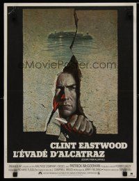 8g319 ESCAPE FROM ALCATRAZ French 15x21 '79 cool artwork of Clint Eastwood busting out by Lettick!