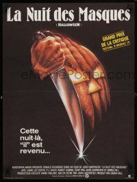 8g327 HALLOWEEN French 15x21 '79 John Carpenter classic, great Bob Gleason jack-o-lantern art!