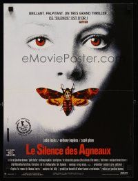 8g338 SILENCE OF THE LAMBS French 15x21 '91 great image of Jodie Foster with moth over mouth!