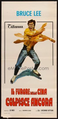 8g105 FISTS OF FURY Italian locandina '73 great Bruce Lee action kung fu art by Ciriello!