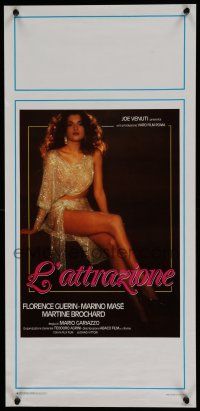 8g095 ATTRACTION Italian locandina '87 image of super sexy Florence Guerin in skimpy dress!