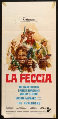 8g117 REVENGERS Italian locandina '72 art of cowboys William Holden, Borgnine & Woody Strode!