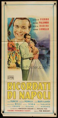 8g118 RICORDATI DI NAPOLI Italian locandina '58 romantic artwork by Carlantonio Longi!