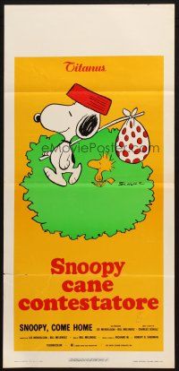 8g122 SNOOPY COME HOME Italian locandina '72 Peanuts, great Schulz art of Snoopy & Woodstock!