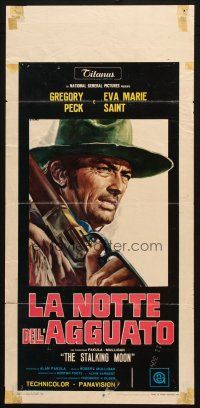 8g123 STALKING MOON Italian locandina '68 close up Casaro artwork of Gregory Peck holding rifle!