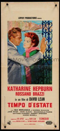 8g124 SUMMERTIME Italian locandina R64 different art of Katharine Hepburn & Rossano Brazzi!