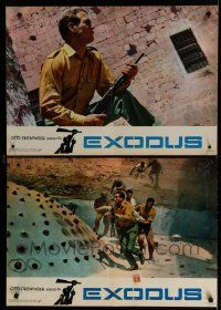 8g085 EXODUS set of 2 Italian photobustas R60s Otto Preminger, cool image of Paul Newman with rifle!
